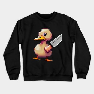 Pixel Art Duck and Knife Crewneck Sweatshirt